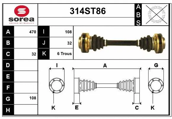 Arbre de transmission STARTCAR 314ST86