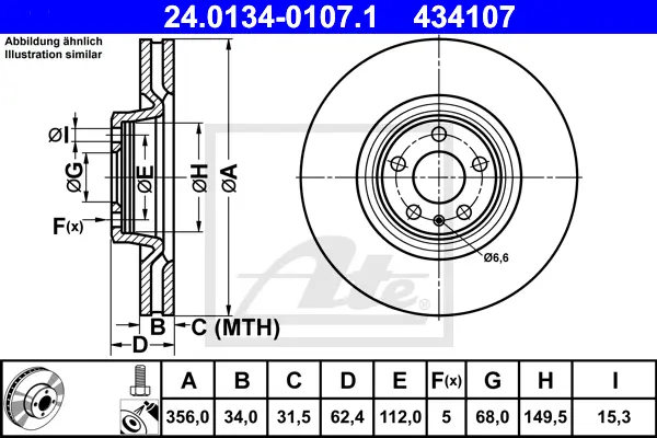 Disque de frein ATE-APAC 24.0134-0107.1
