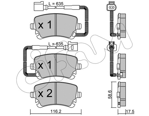 Kit de plaquettes de frein, frein à disque CIFAM 822-554-1