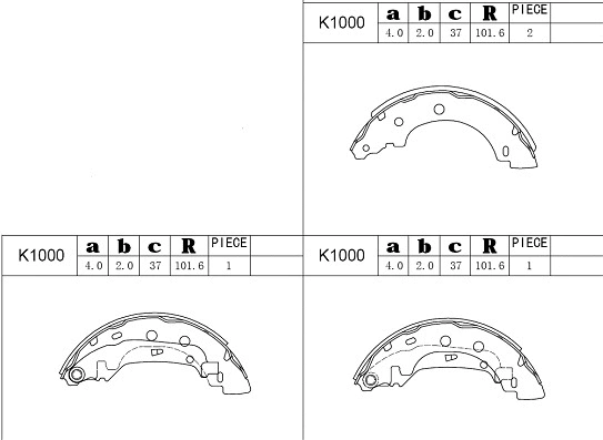 Jeu de mâchoires de frein ASIMCO K1000