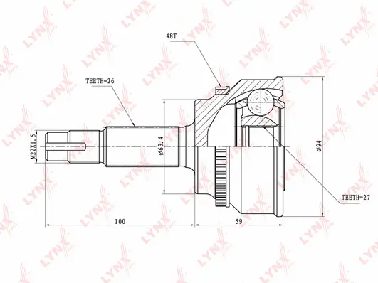 Jeu de joints, arbre de transmission LYNXAUTO CO-7522A