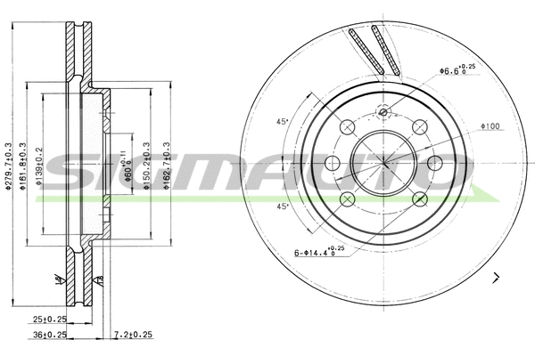 Disque de frein SIGMAUTO DBB374V