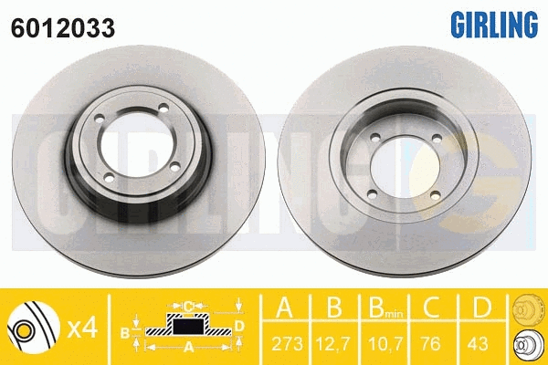 Disque de frein GIRLING 6012033