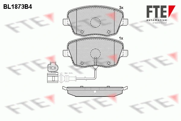 Kit de plaquettes de frein, frein à disque FTE 9010456