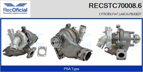Turbocompresseur, suralimentation RECOFICIAL RECSTC70008.6