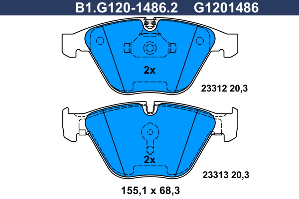 Kit de plaquettes de frein, frein à disque GALFER B1.G120-1486.2