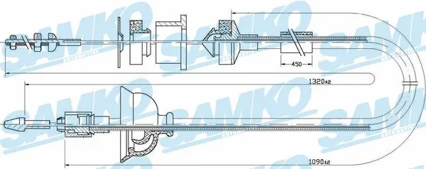 Tirette à câble, commande d'embrayage SAMKO C0168C