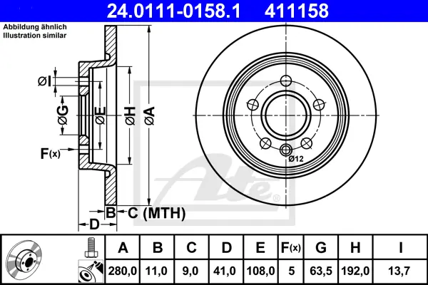 Disque de frein ATE-APAC 24.0111-0158.1