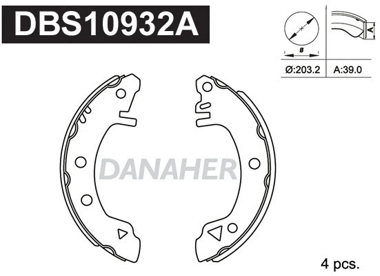 Jeu de mâchoires de frein DANAHER DBS10932A