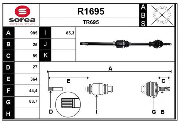 Arbre de transmission SNRA R1695