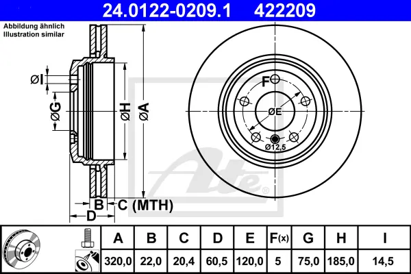 Disque de frein ATE-APAC 24.0122-0209.1