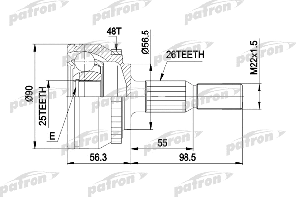 Jeu de joints, arbre de transmission PATRON PCV1133