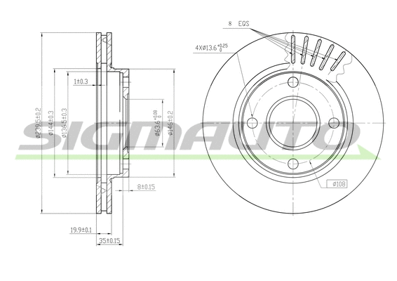 Disque de frein SIGMAUTO DBA887V