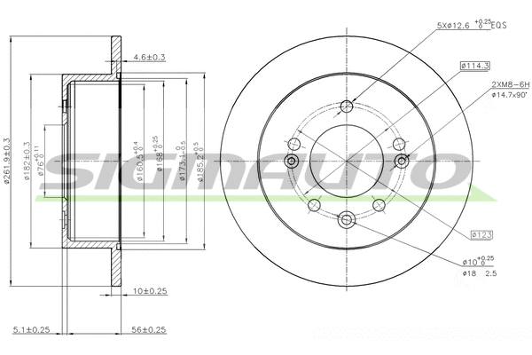 Disque de frein SIGMAUTO DBC005S