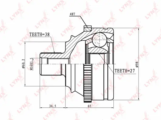 Jeu de joints, arbre de transmission LYNXAUTO CO-8005A