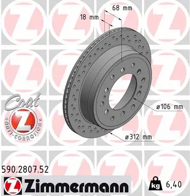 Disque de frein ZIMMERMANN 590.2807.52