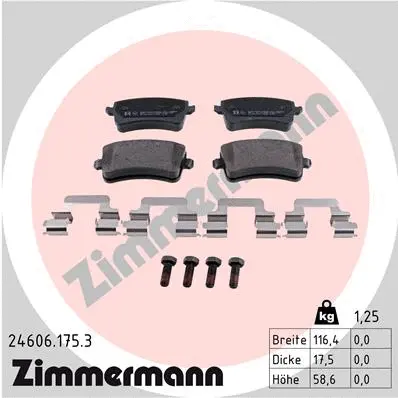 Kit de plaquettes de frein, frein à disque ZIMMERMANN 24606.175.3
