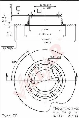 Disque de frein VILLAR 628.1376