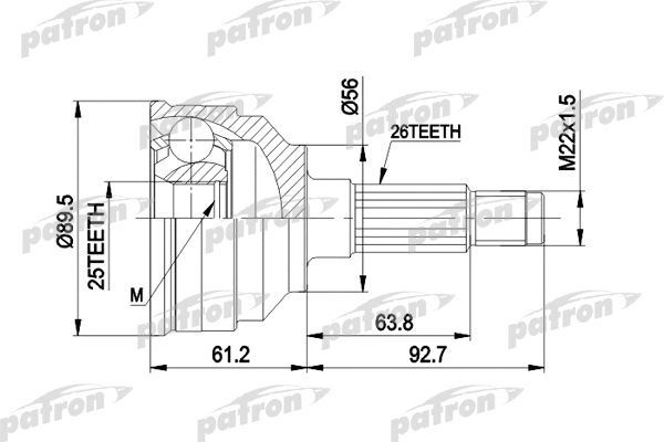 Jeu de joints, arbre de transmission PATRON PCV1059