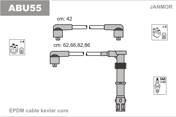 Kit de câbles d'allumage JANMOR ABU55