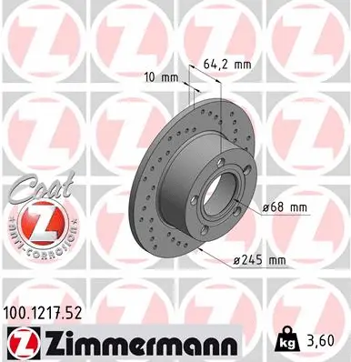 Disque de frein ZIMMERMANN 100.1217.52