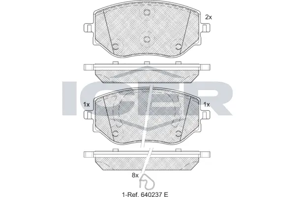 Kit de plaquettes de frein, frein à disque ICER 182383