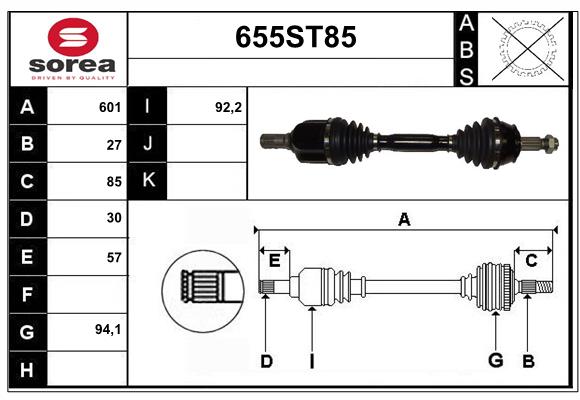 Arbre de transmission STARTCAR 655ST85