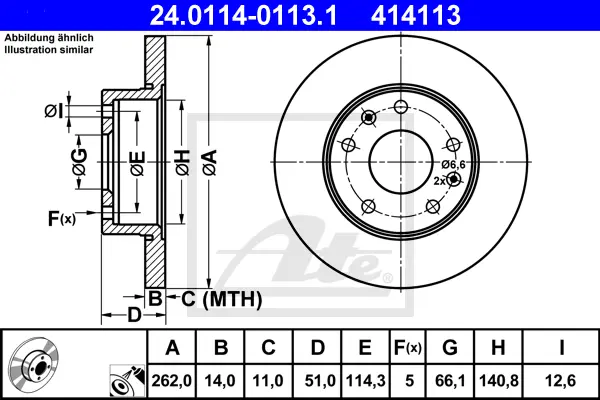 Disque de frein ATE-APAC 24.0114-0113.1