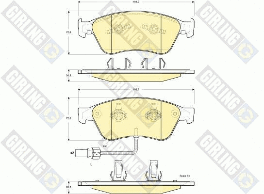 Kit de plaquettes de frein, frein à disque GIRLING 6115532