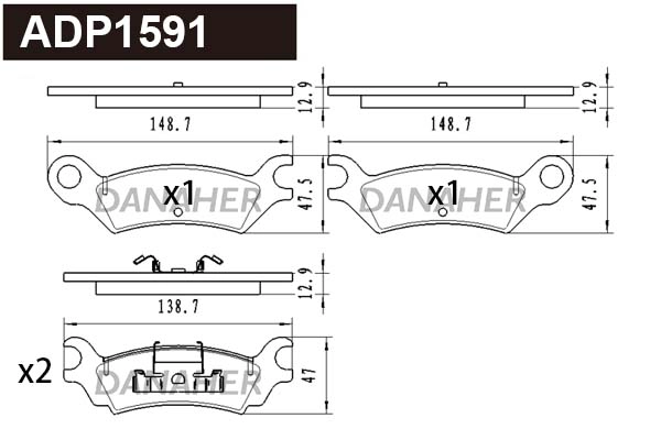 Kit de plaquettes de frein, frein à disque DANAHER ADP1591