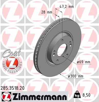 Disque de frein ZIMMERMANN 285.3518.20