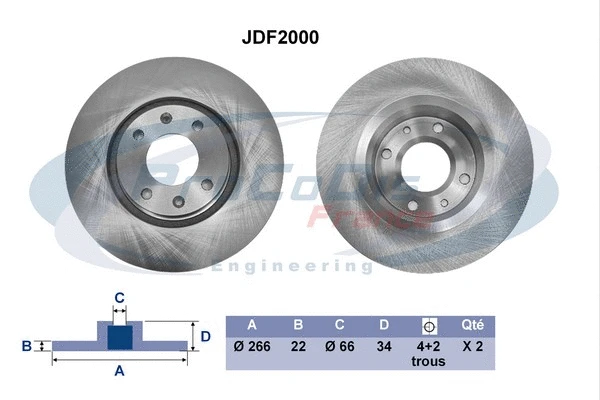 Disque de frein PROCODIS FRANCE JDF2000