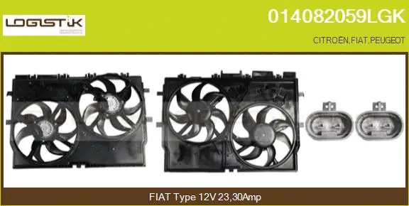 Moteur électrique, ventilateur pour radiateurs LGK 014082059LGK
