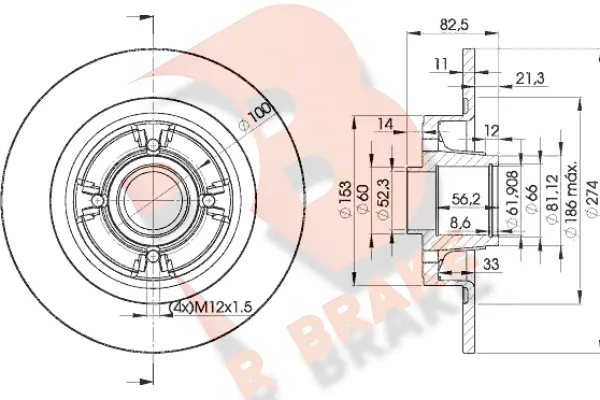 Disque de frein R BRAKE 78RBD16328