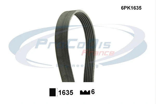 Courroie trapézoïdale à nervures PROCODIS FRANCE 6PK1635