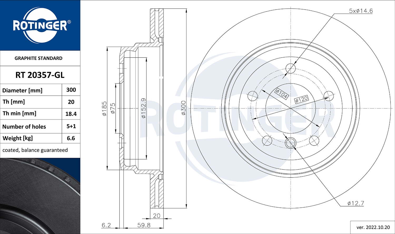 Disque de frein ROTINGER RT 20357-GL