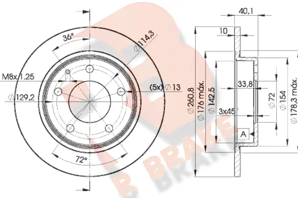 Disque de frein R BRAKE 78RBD23259