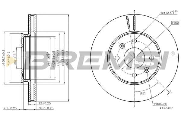 Disque de frein BREMSI CD8089V