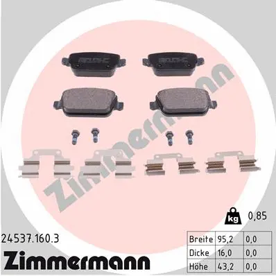 Kit de plaquettes de frein, frein à disque ZIMMERMANN 24537.160.3