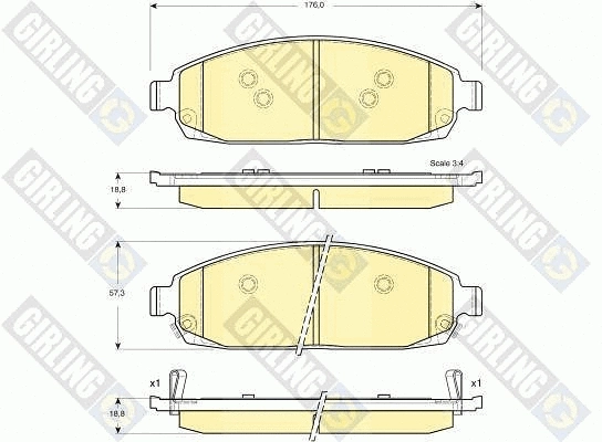 Kit de plaquettes de frein, frein à disque GIRLING 6141369