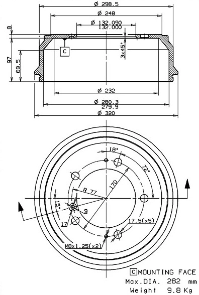 Tambour de frein VILLAR 627.0143