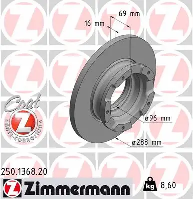 Disque de frein ZIMMERMANN 250.1368.20