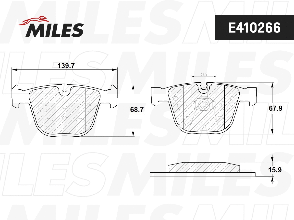 Kit de plaquettes de frein, frein à disque MILES E410266