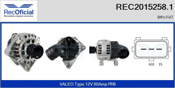 Alternateur RECOFICIAL REC2015258.1