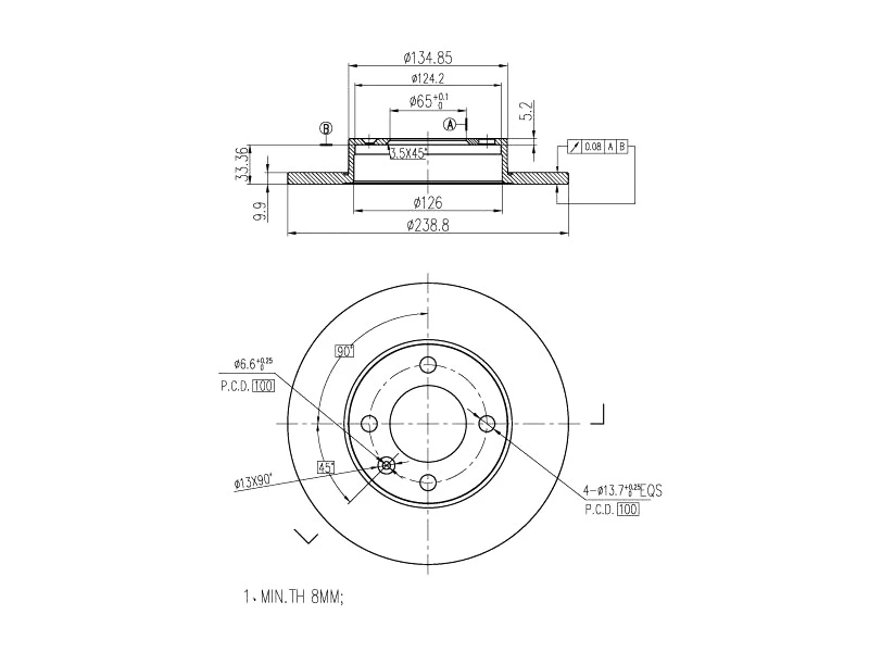 Disque de frein A.Z. Meisterteile AZMT-44-024-1002