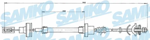 Tirette à câble, commande d'embrayage SAMKO C0272C