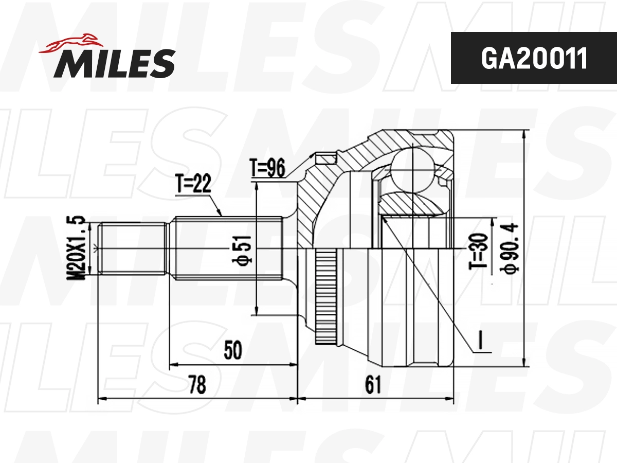 Jeu de joints, arbre de transmission MILES GA20011