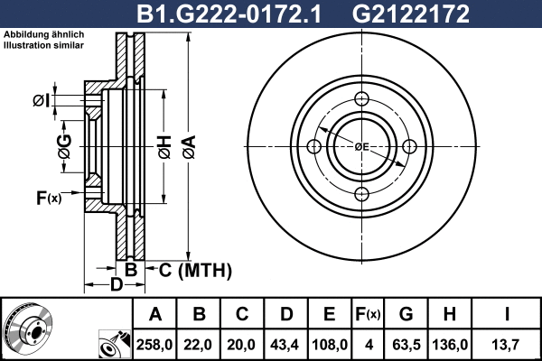 Disque de frein GALFER B1.G222-0172.1