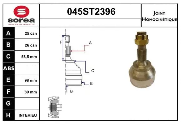 Jeu de joints, arbre de transmission STARTCAR 045ST2396