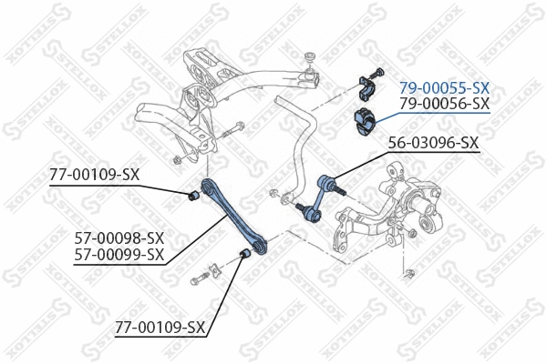 Suspension, stabilisateur STELLOX 79-00055-SX